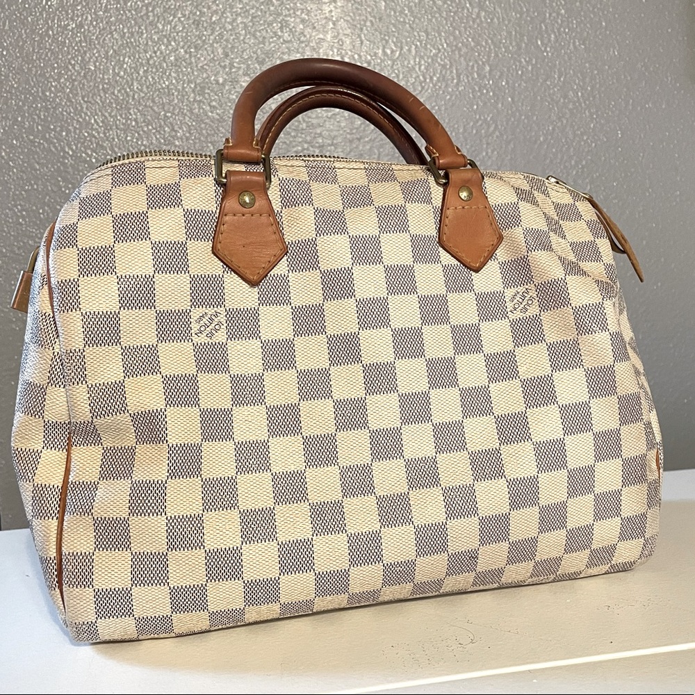 Louis Vuitton Authentic Speedy 25 Bag Damier Azur